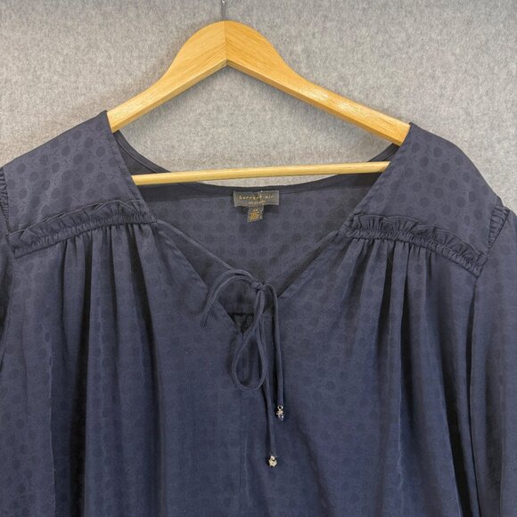 Current Air Los Angeles Womens Navy Blue Long Sleeve Blouse Top FLAW Size 3X - Picture 2 of 16